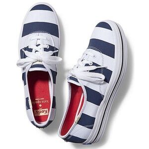 Keds x Kate Spade New York Navy & White Striped Canvas Sneakers Size 9